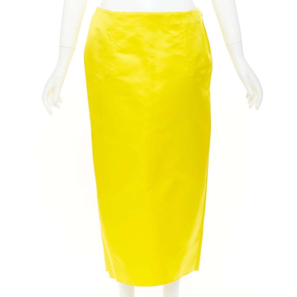 Prada Yellow Silk Skirt Yellow Silk Never worn, with tag - Back View