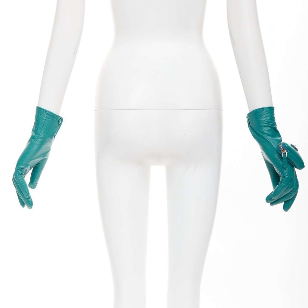 Prada Turquoise Leather Gloves Turquoise Leather Never worn, with tag - Box View
