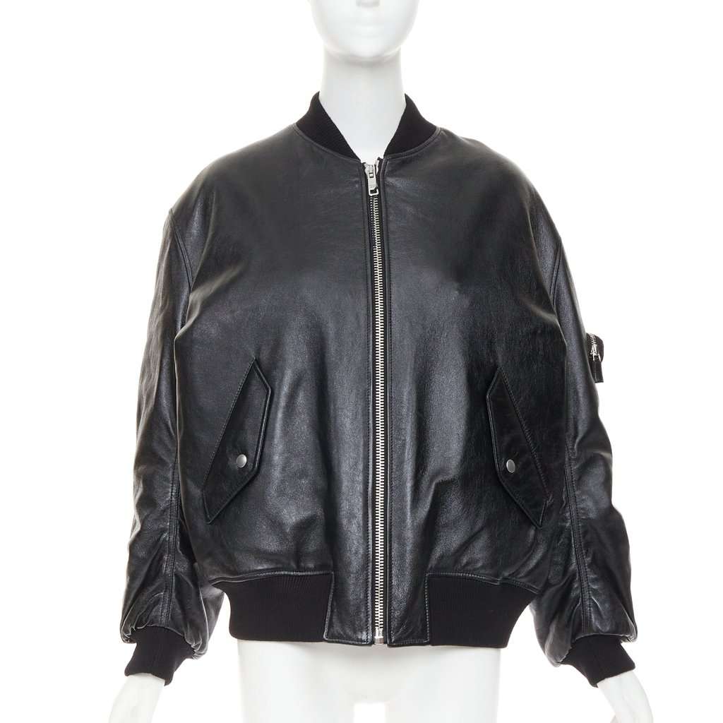 Prada Black Leather Coat Black Leather Never worn, with tag - Front View