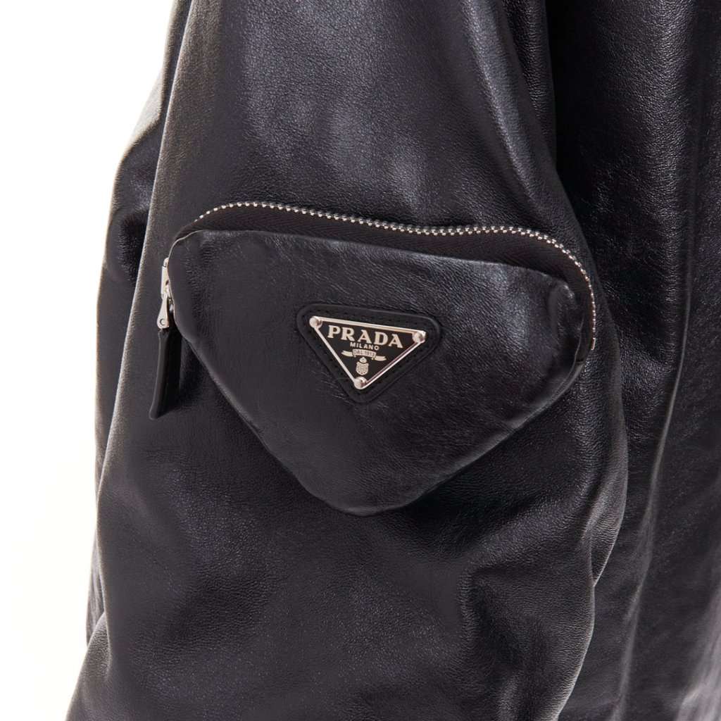Prada Black Leather Coat Black Leather Never worn, with tag - Back View