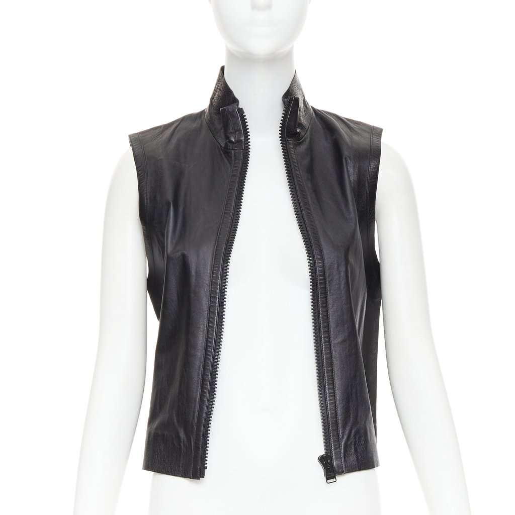 Louis Vuitton Black Leather Jacket Black Leather Good condition - Front View