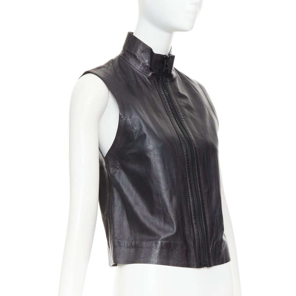 Louis Vuitton Black Leather Jacket Black Leather Good condition - Model View