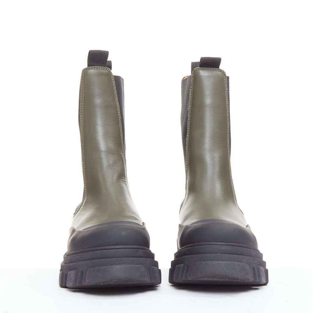 Ganni Green Leather Boots Green Leather Good condition - Inside View