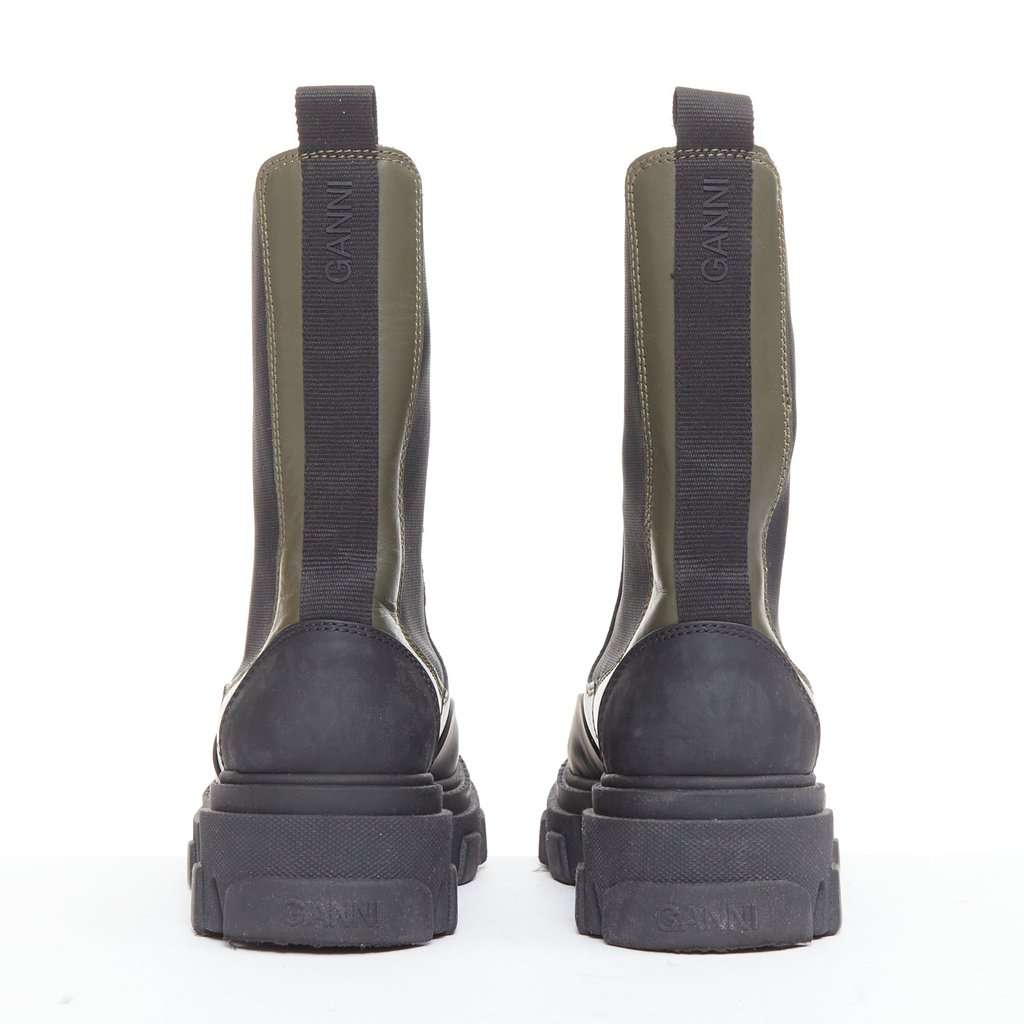 Ganni Green Leather Boots Green Leather Good condition - Box View