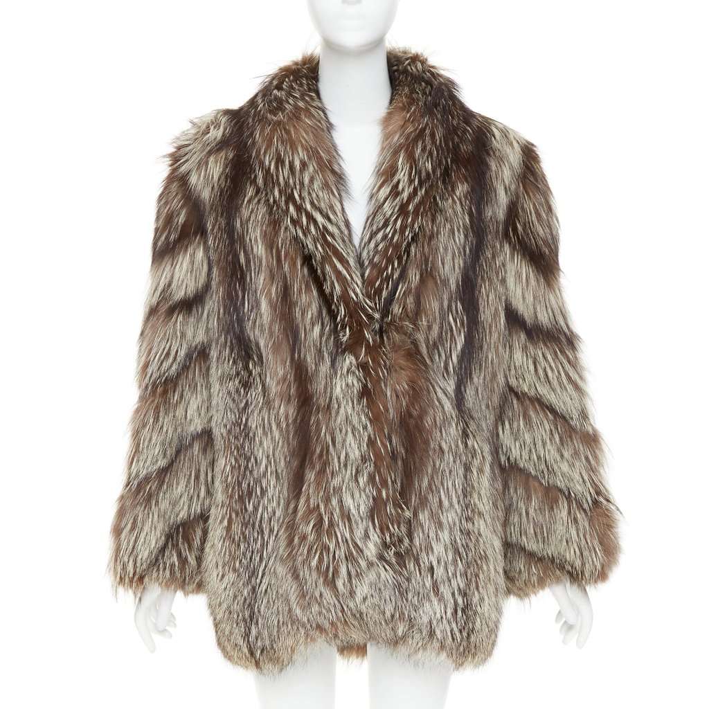 Unsigned Brown Fur Coat Brown Fur Very good condition - Front View