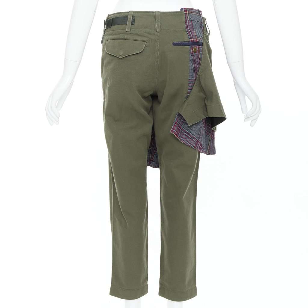 Sacai Deconstructed Kilt Pants Green Cotton Fair condition - Box View