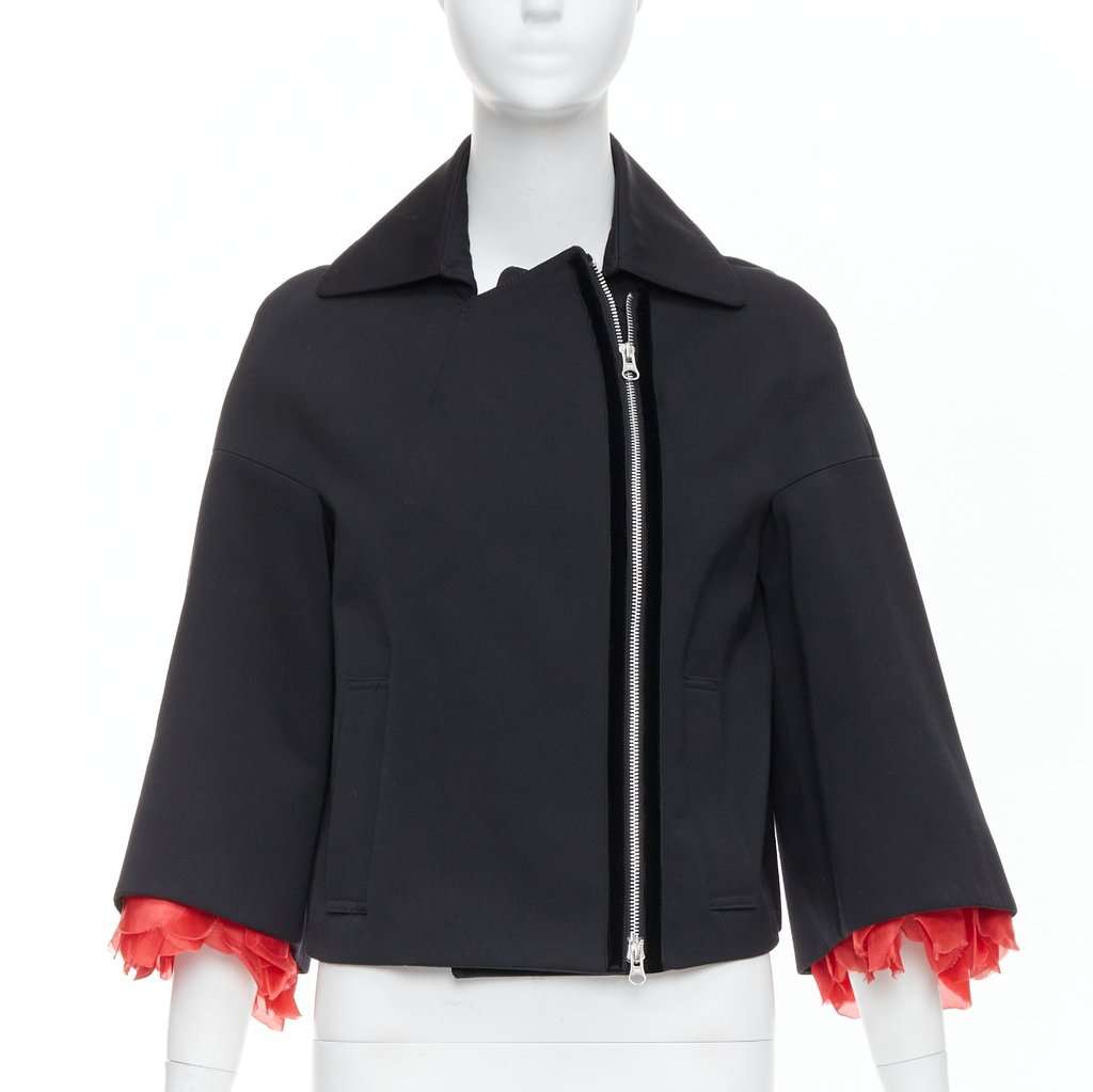 Keita Maruyama Red Biker Jacket Black Wool Never worn - Inside View