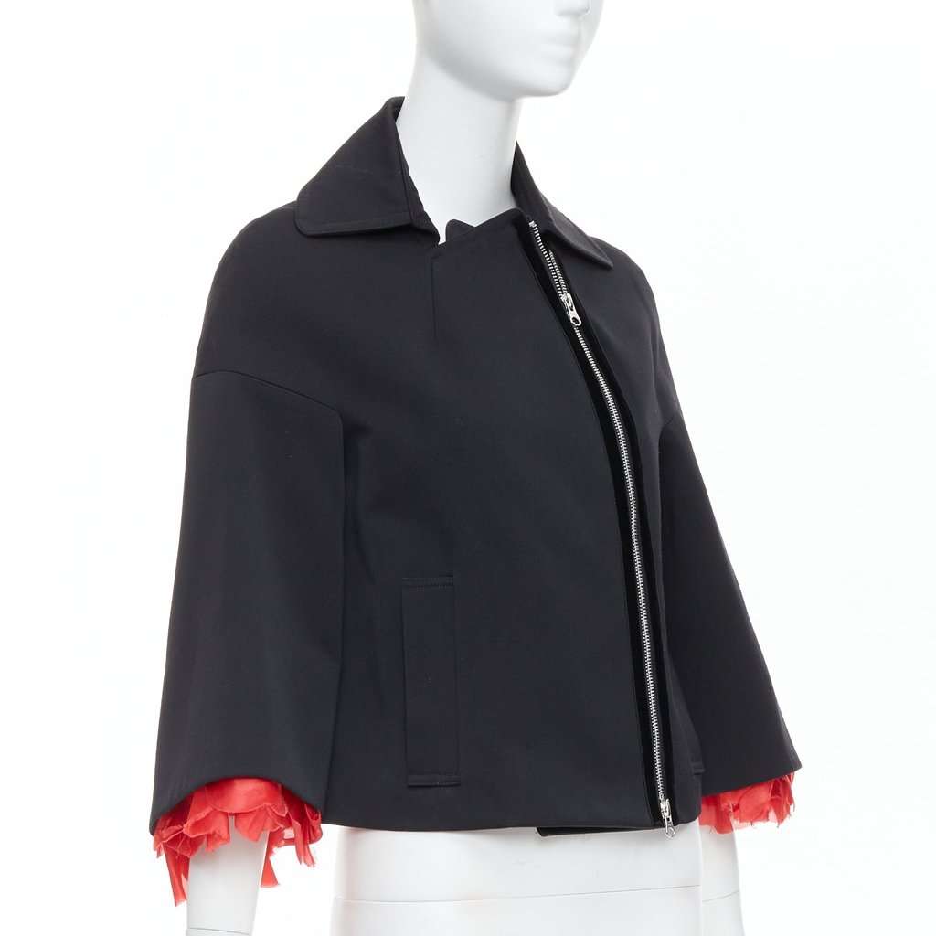 Keita Maruyama Red Biker Jacket Black Wool Never worn - Model View