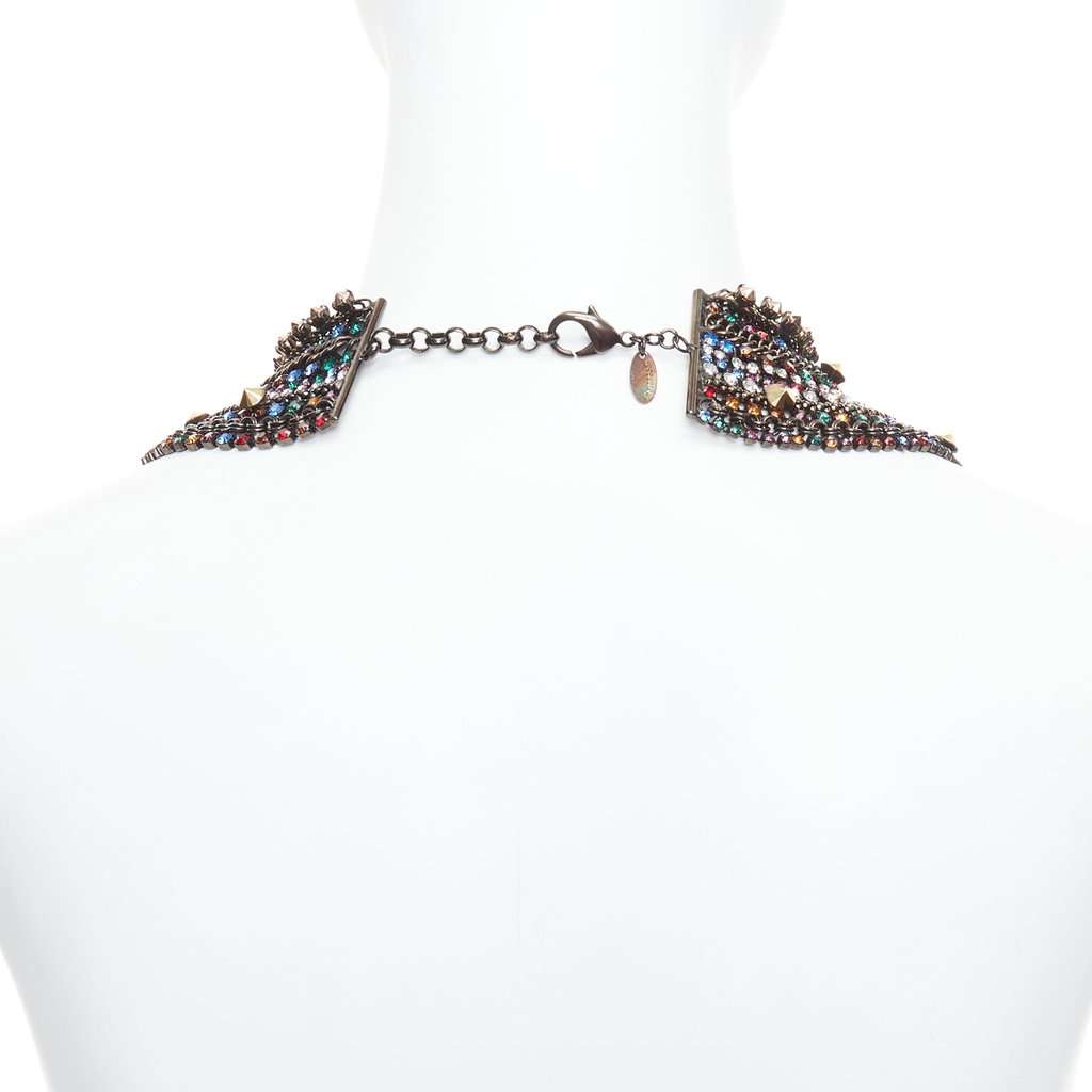 Iosselliani Rhinestone Collar Necklace Gold Metal Never worn - Box View