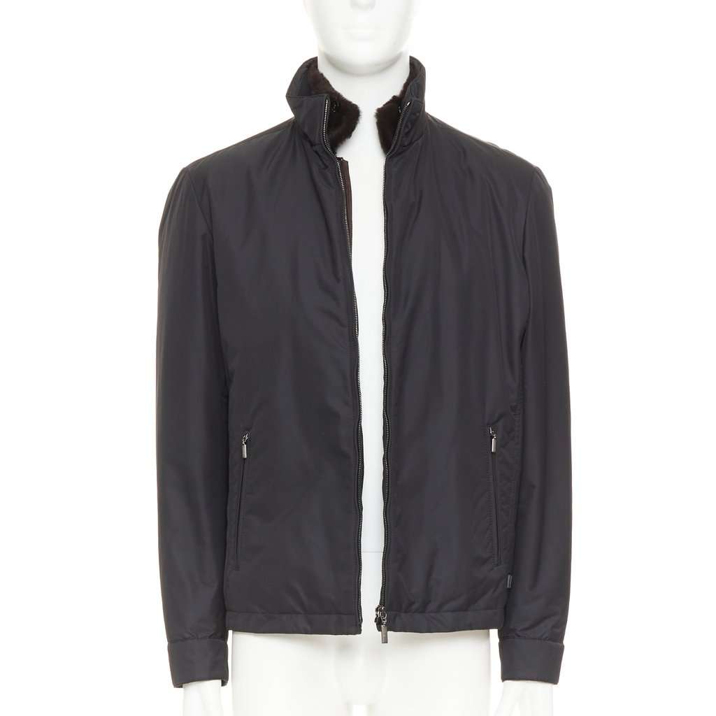 Brioni Black Polyester Coat Black Polyester Very good condition - Front View
