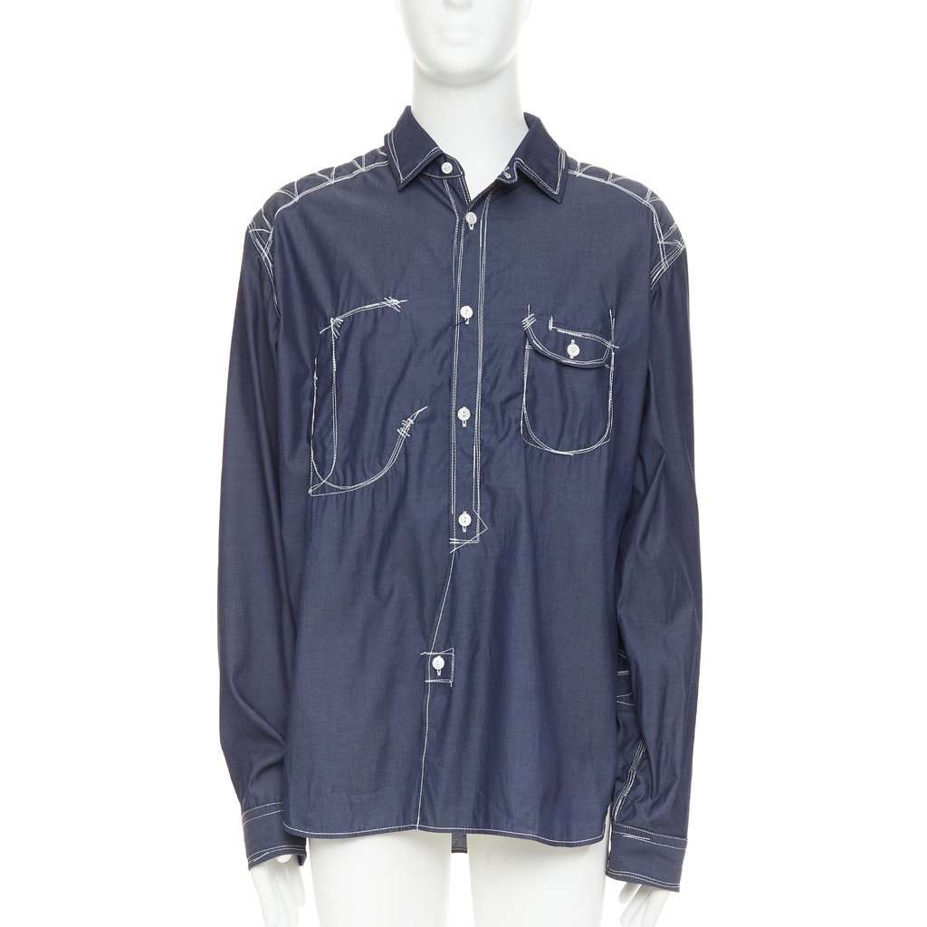 Junya Watanabe Navy Cotton Top Navy Cotton Never worn, with tag - Front View