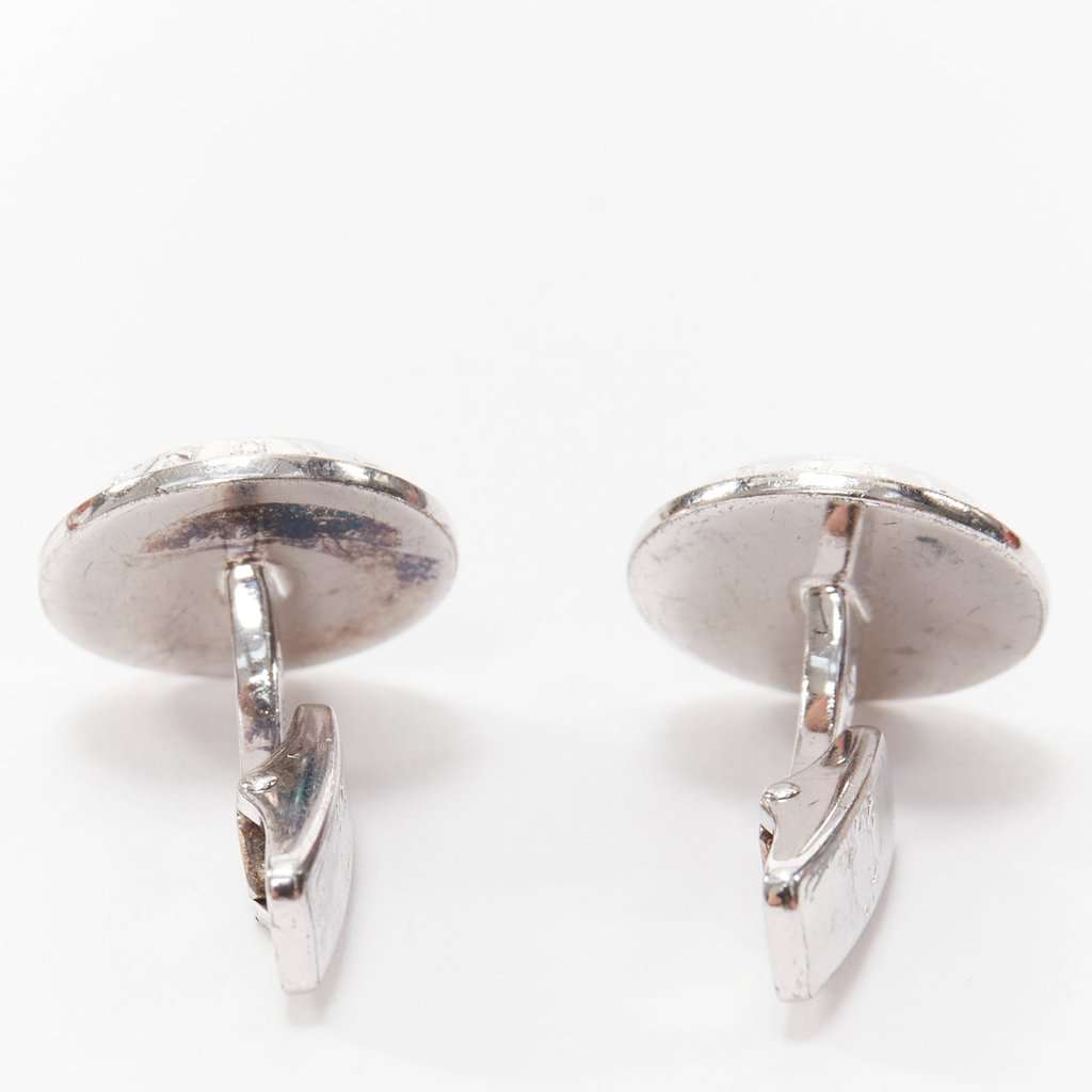 Alfred Dunhill Mother Pearl Cufflinks Silver Fair condition - Back View