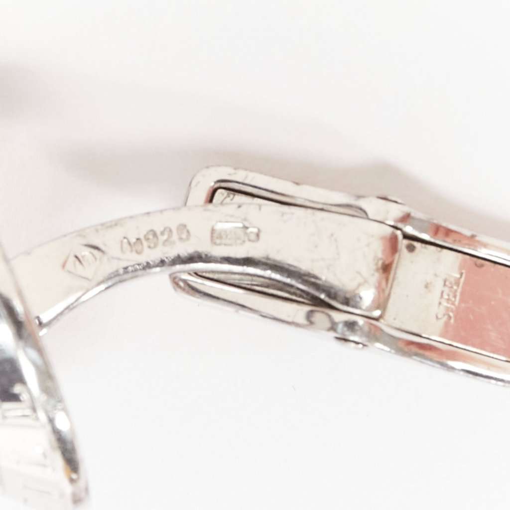 Alfred Dunhill Mother Pearl Cufflinks Silver Fair condition - Box View