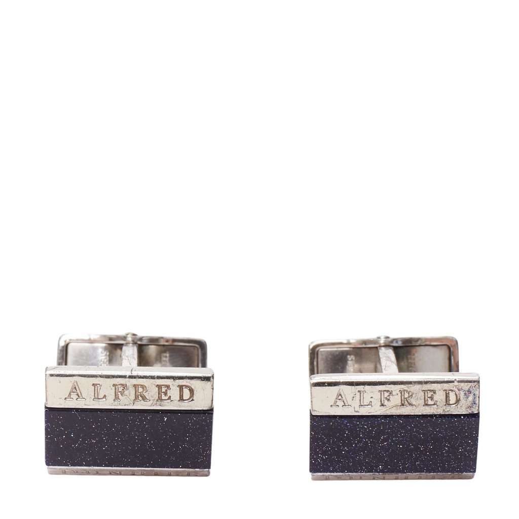 Alfred Dunhill Blue Glitter Cufflinks Silver Good condition - Front View