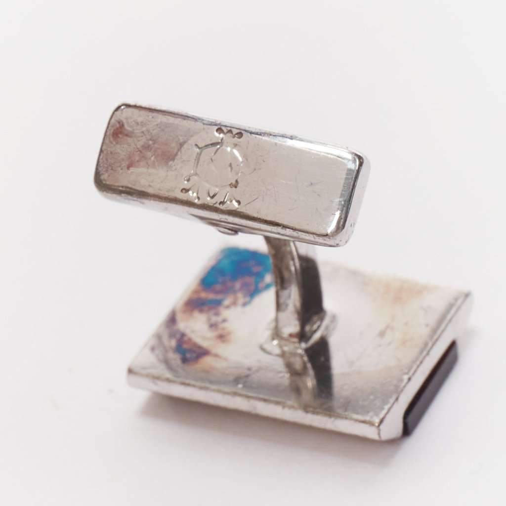 Alfred Dunhill Blue Glitter Cufflinks Silver Good condition - Model View
