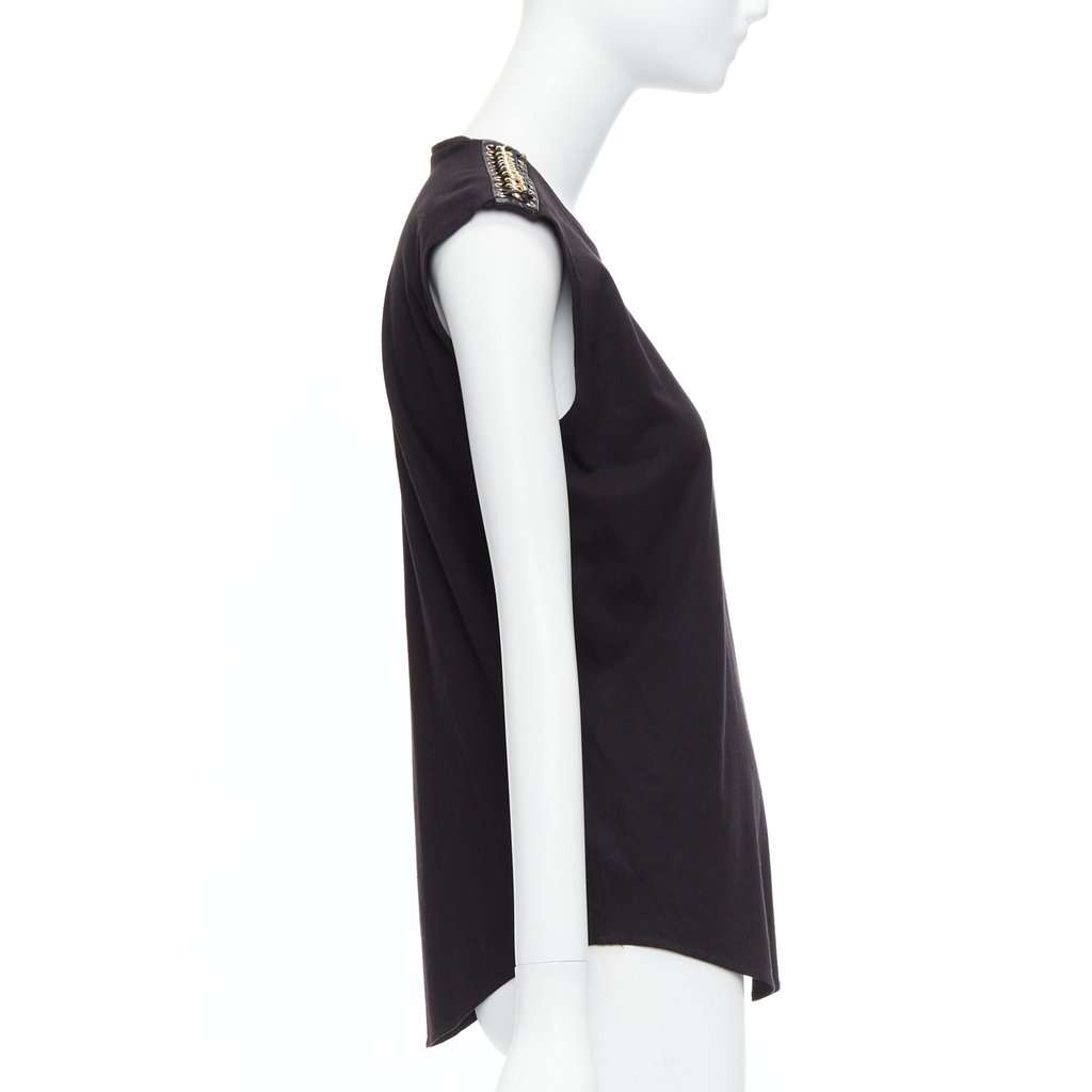 Balmain Chain Leather Tank Black Cotton Very good condition - Model View