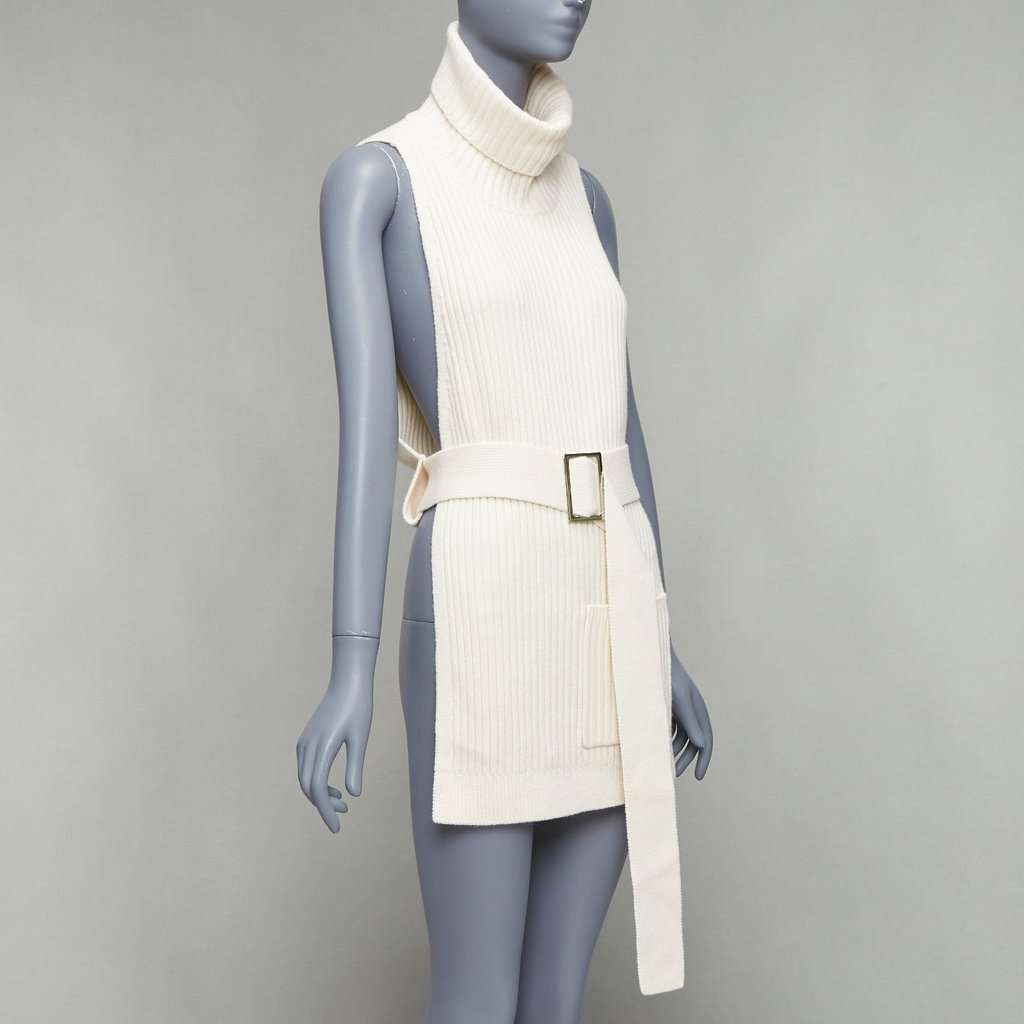 Tibi Ribbed Funnel Vest Ecru Wool Never worn - Inside View