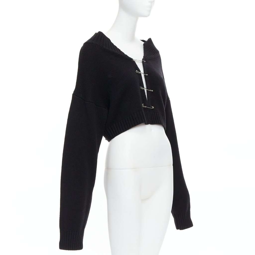 Guizio Safety Pin Cardigan Black Wool Never worn - Inside View