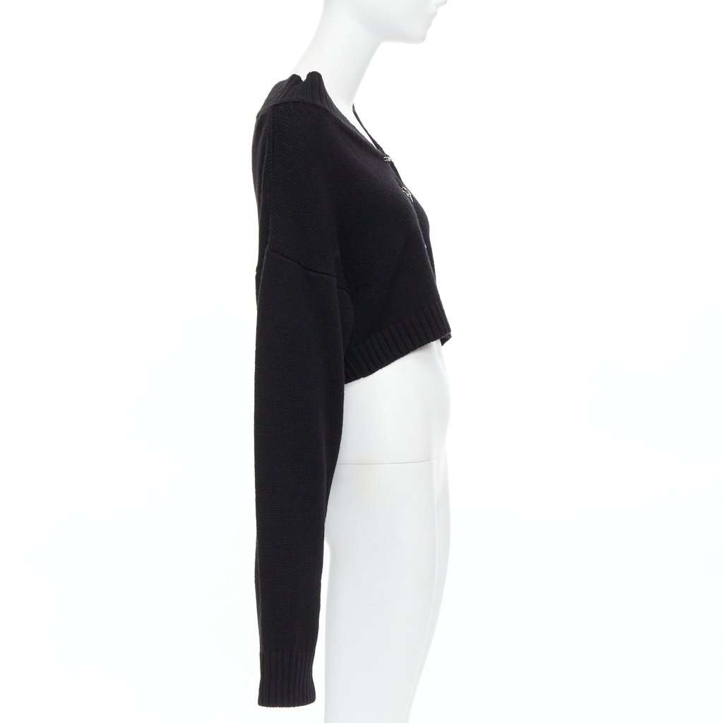 Guizio Safety Pin Cardigan Black Wool Never worn - Model View