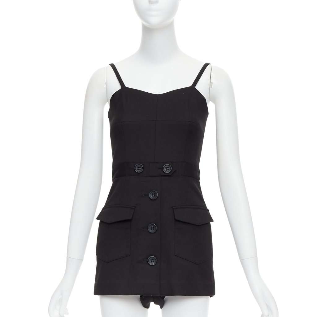RED VALENTINO GARAVANI Button Cargo Playsuit Black Cotton Very good condition - Front View