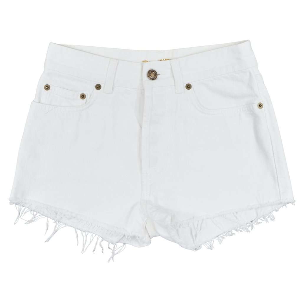 Saint Laurent Frayed Denim Shorts White Cotton Fair condition - Front View