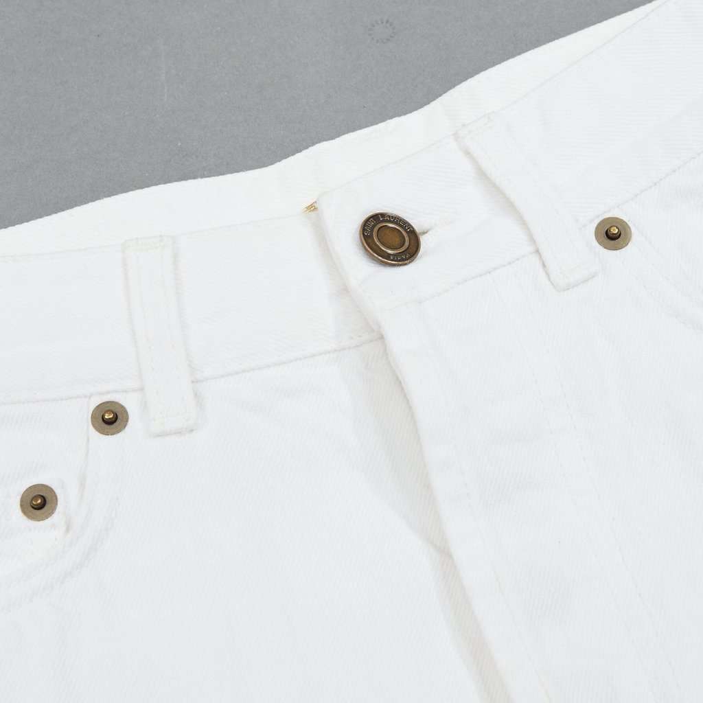 Saint Laurent Frayed Denim Shorts White Cotton Fair condition - Back View