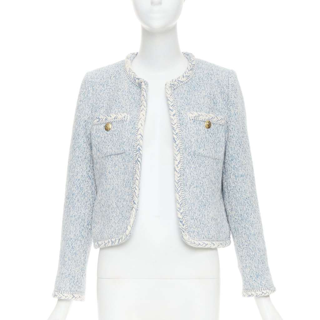 Celine Blue Tweed Coat Blue Tweed Never worn, with tag - Front View