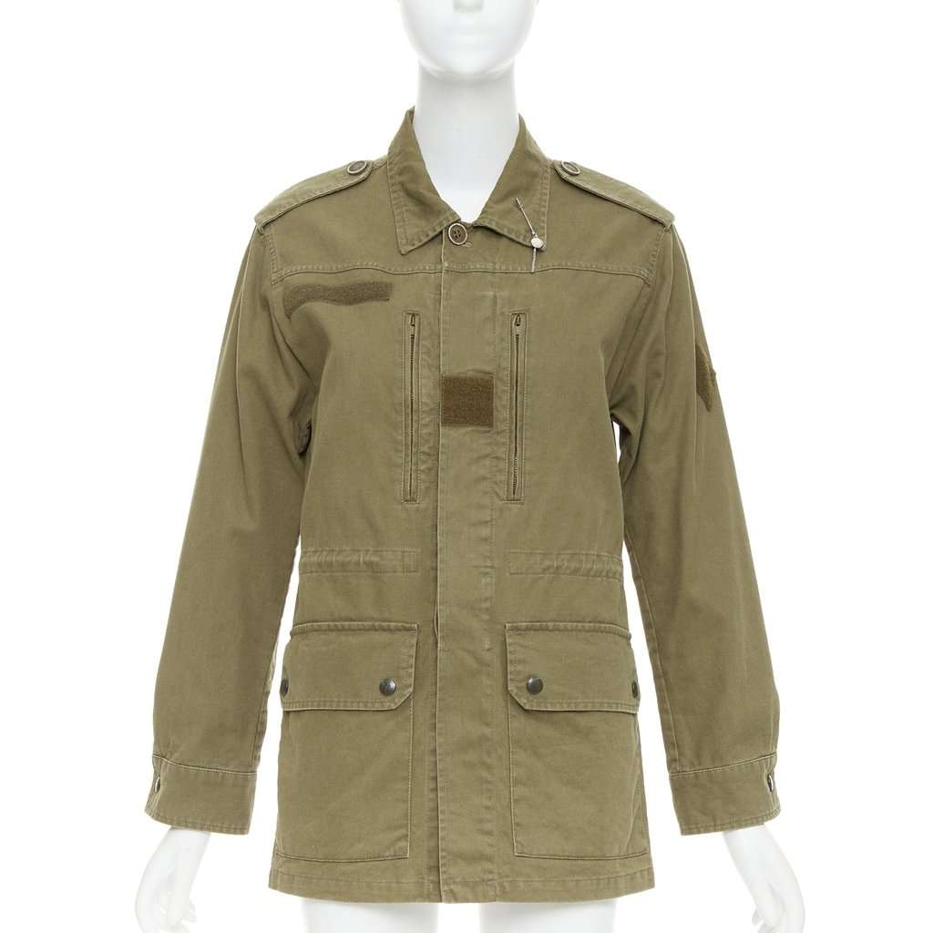 Saint Laurent Green Cotton Coat Green Cotton Very good condition - Front View