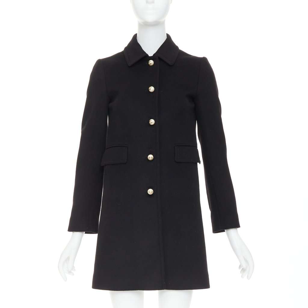 Gucci Black Wool Coat Black Wool Very good condition - Front View