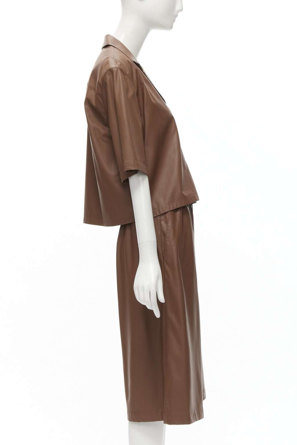 Tibi Faux Leather Culottes Brown Polyester Never worn - Inside View