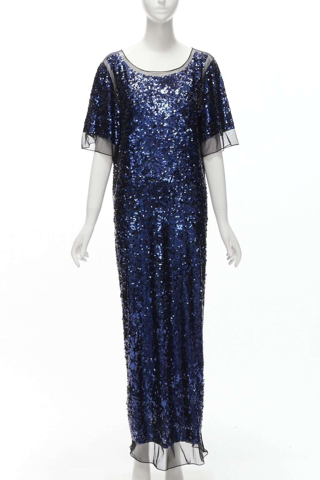By Malene Birger Sequins Sheer Gown Blue Polyester Very good condition - Front View