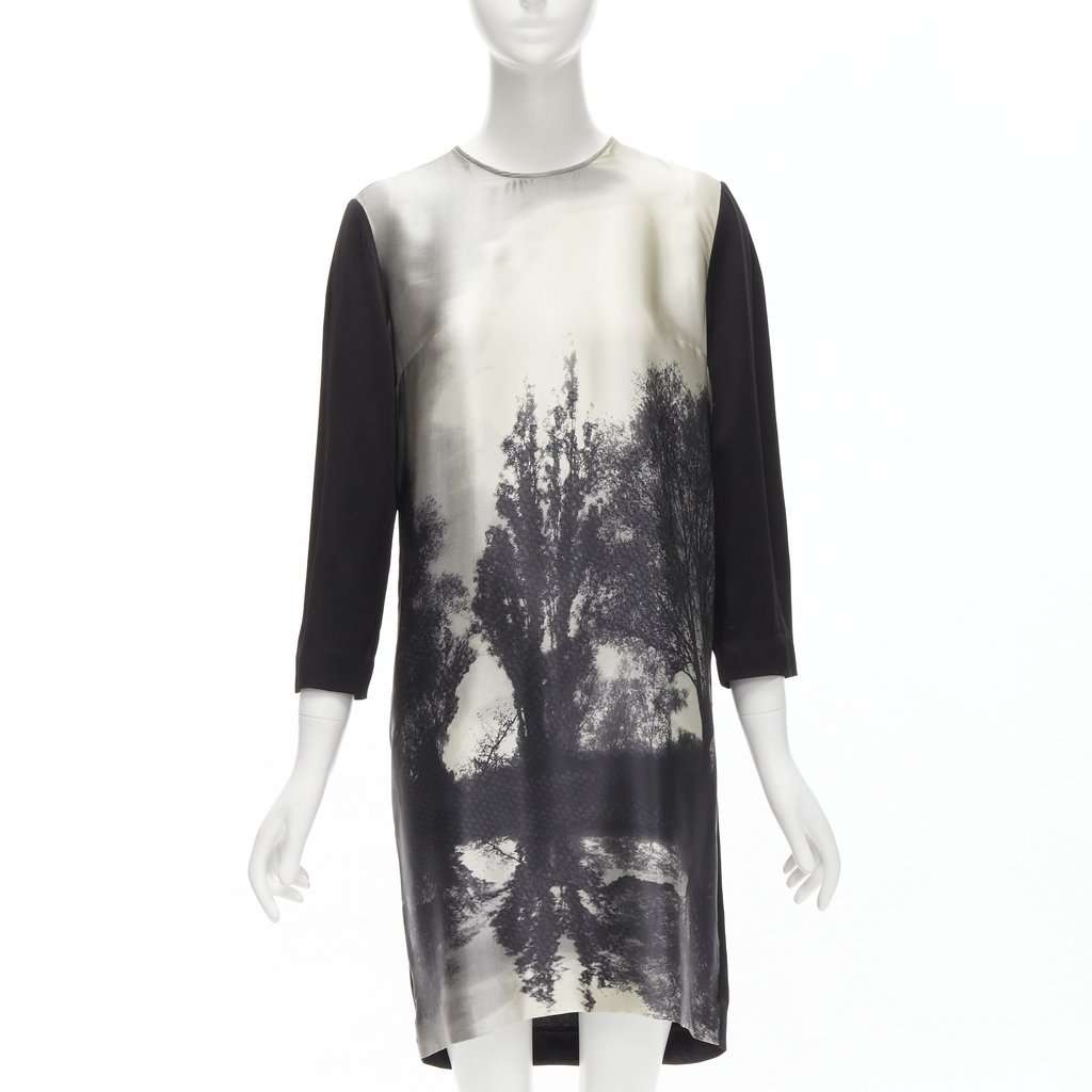 Stella McCartney Tree Photo Dress Black Silk Good - Front View