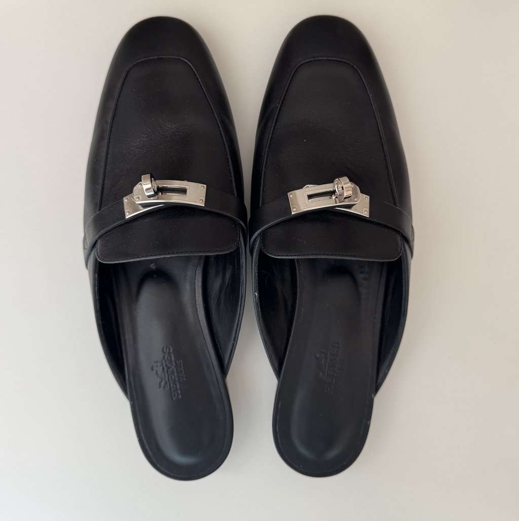 Hermès Oz Mules Black Leather Very good condition - Back View