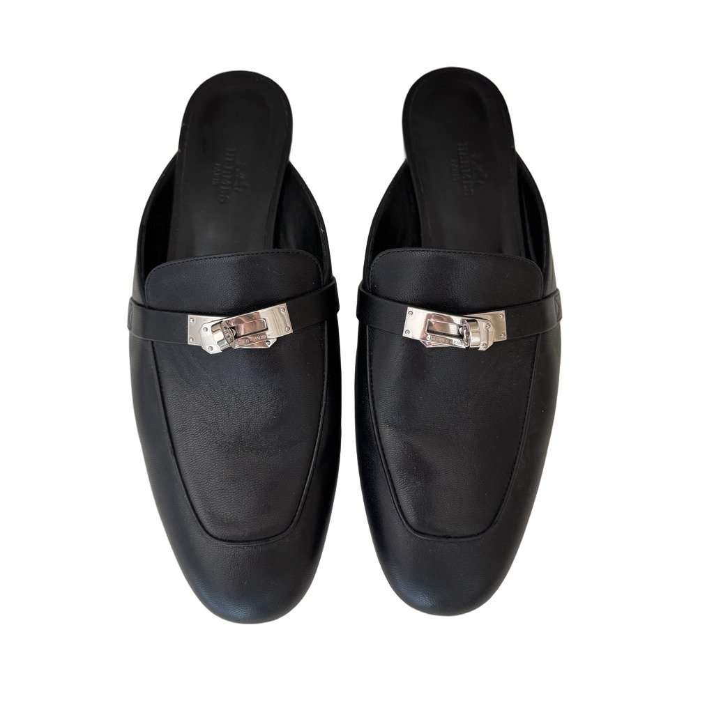 Hermès Oz Mules Black Leather Very good condition - Front View