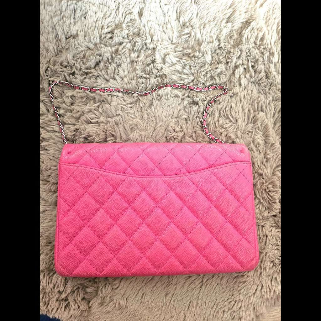 Chanel Matte Caviar Flap Bag Pink Leather Good - Back View
