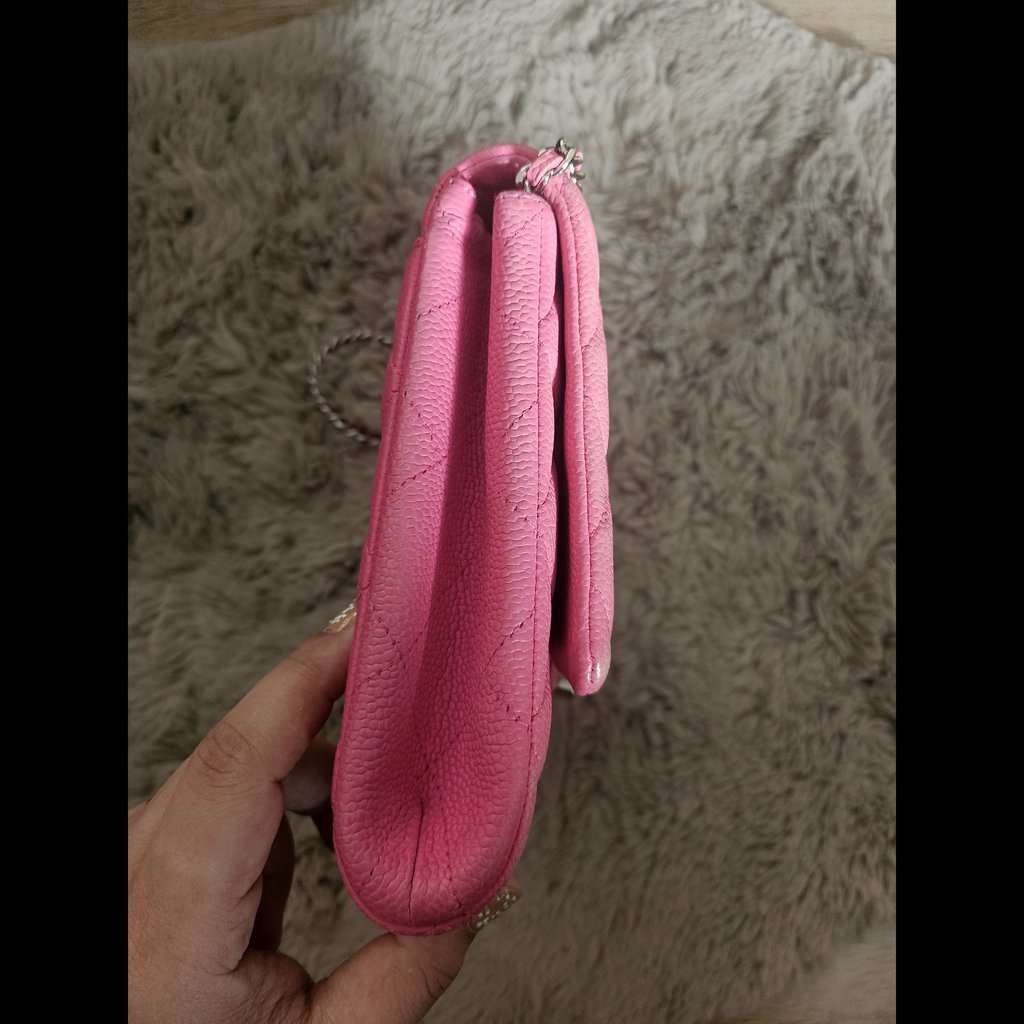 Chanel Matte Caviar Flap Bag Pink Leather Good - Inside View
