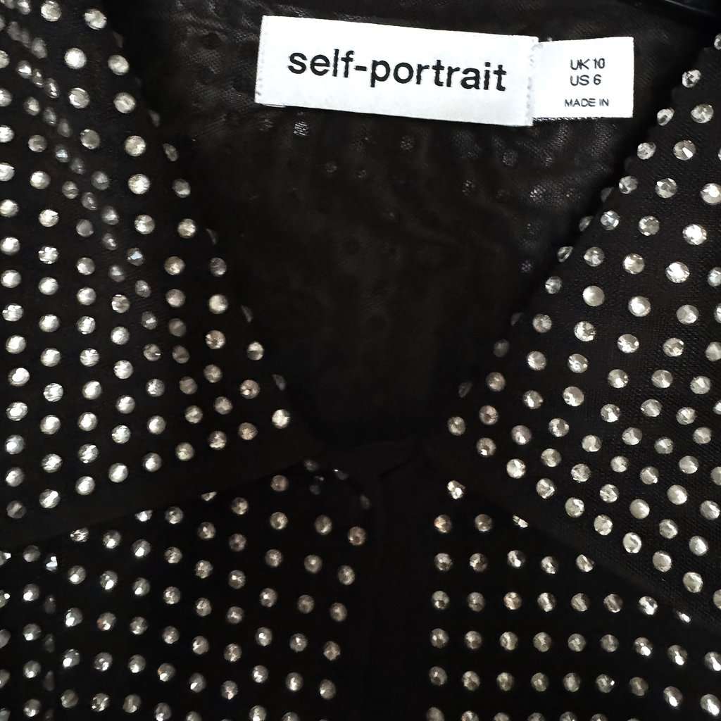 SELF-PORTRAIT Rhinestone Long Sleeve Maxi Black Very good - Model View