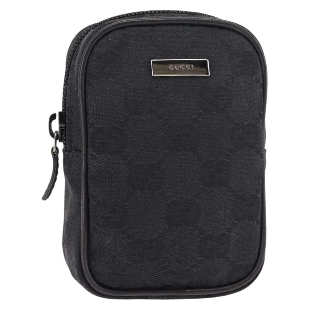 Gucci Canvas Pouch Black Canvas Good - Front View