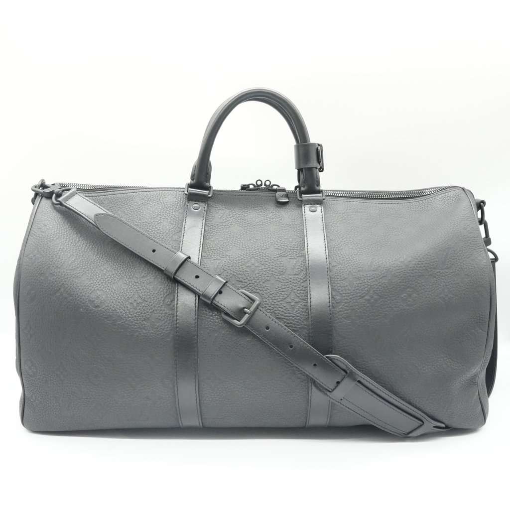 Louis Vuitton Keepall Bandouliere 50 Taurillon Black Leather Fair - Front View