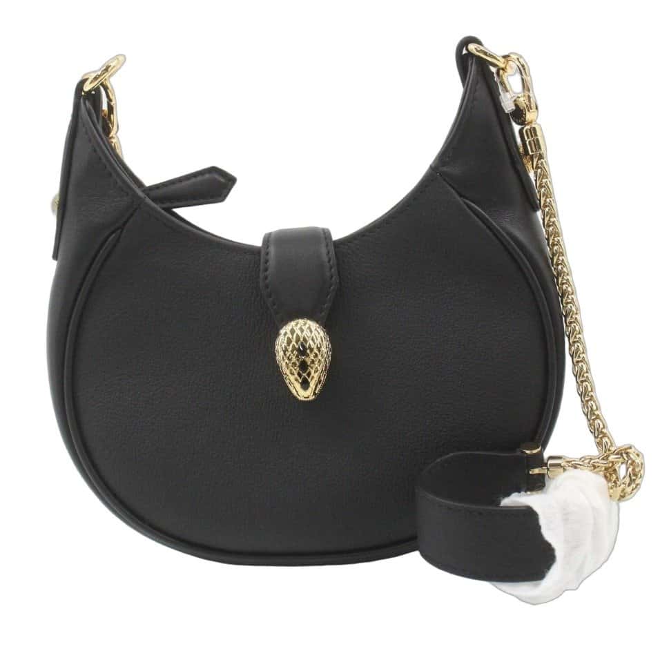 Bvlgari Serpenti Ellipse Leather bag Black Leather Never worn - Front View
