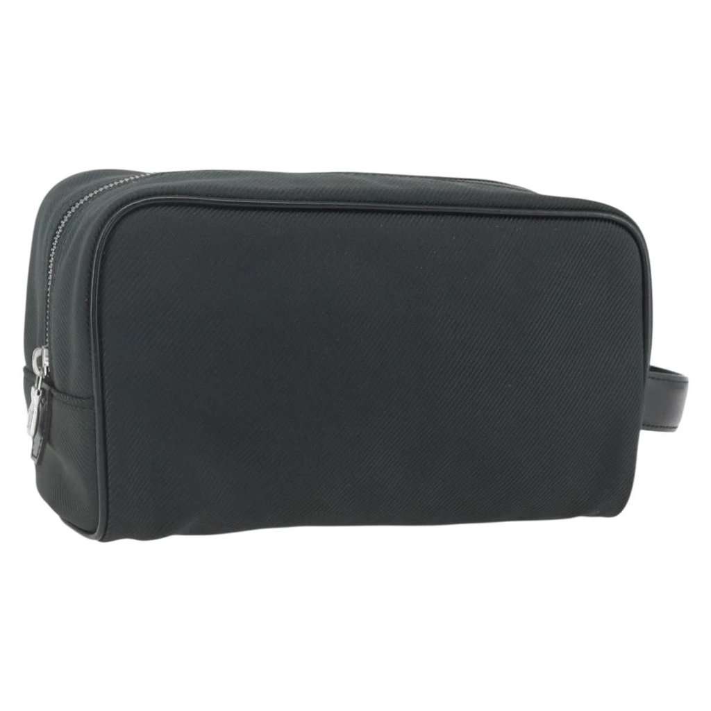Louis Vuitton Clutch Bag Black Leather Good condition - Front View