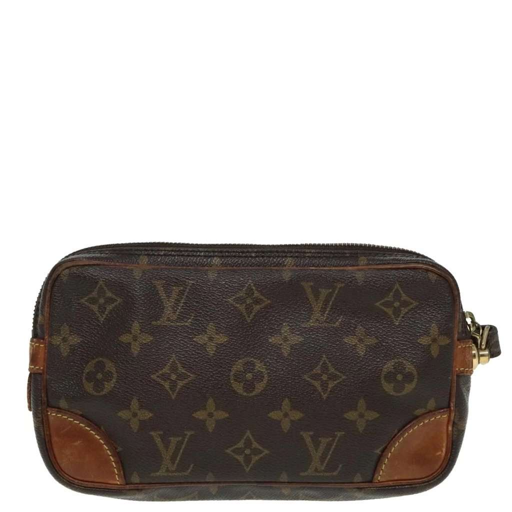 Louis Vuitton Clutch Bag Brown Canvas Good condition - Back View
