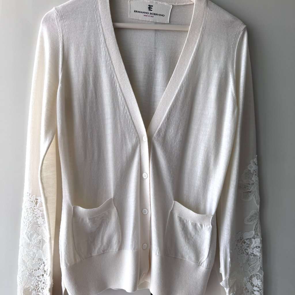 Ermanno Scervino 100% virgin wool cardigan Beige Wool Very good condition - Back View