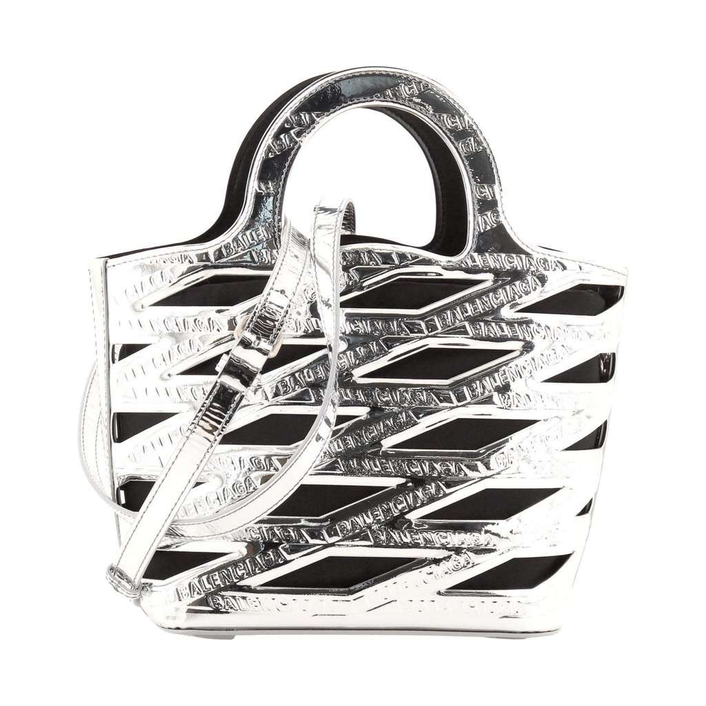 Balenciaga Balenciaga Neo Basket Metallic Silver Leather Small Satchel Bag Silver Leather Never worn - Back View