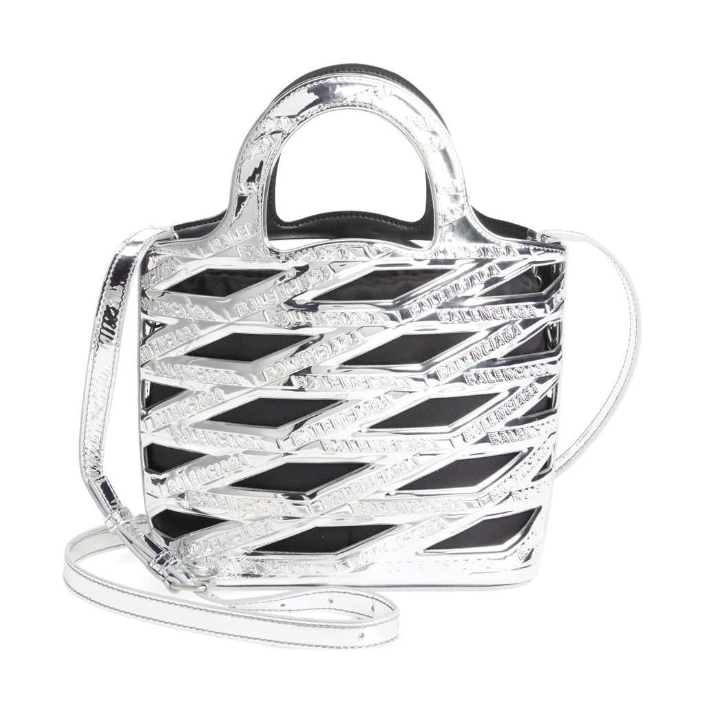Balenciaga Balenciaga Neo Basket Metallic Silver Leather Small Satchel Bag Silver Leather Never worn - Inside View