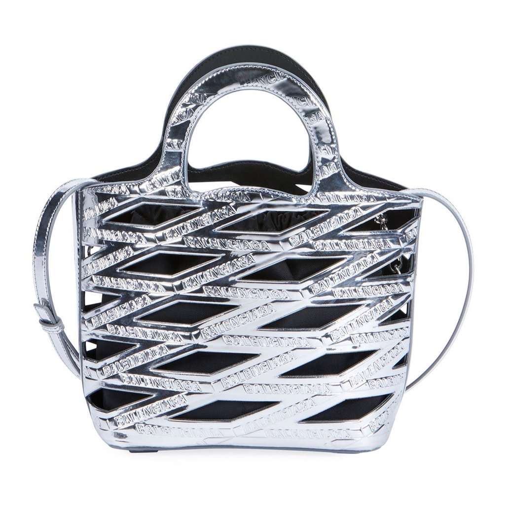 Balenciaga Balenciaga Neo Basket Metallic Silver Leather Small Satchel Bag Silver Leather Never worn - Model View