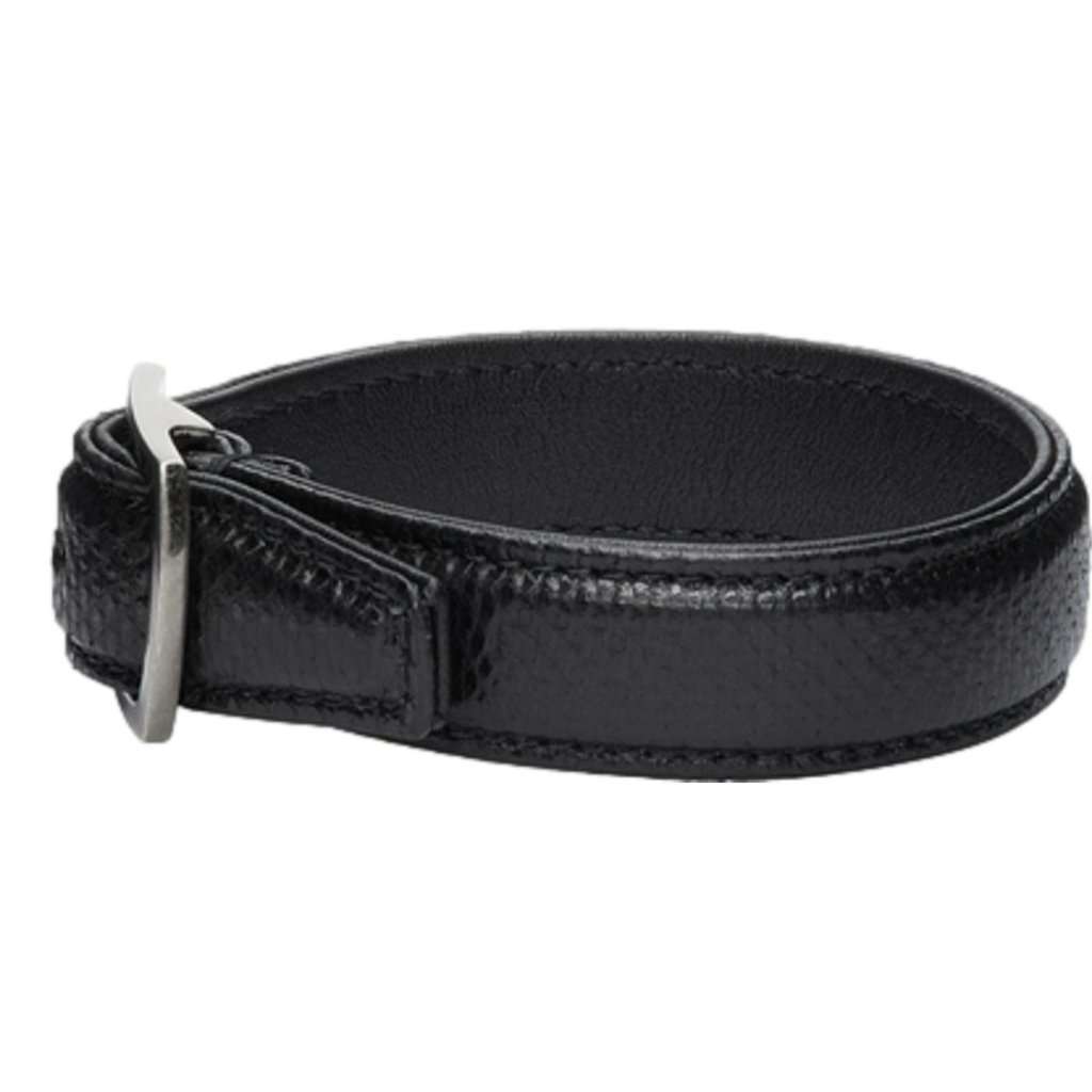 Saint Laurent Saint Laurent Black Leather Snake Embossed Buckle Bracelet Black Leather Never worn - Front View