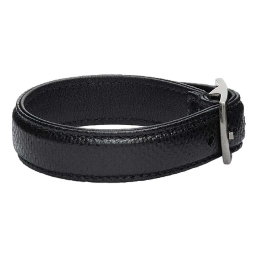 Saint Laurent Saint Laurent Black Leather Snake Embossed Buckle Bracelet Black Leather Never worn - Back View