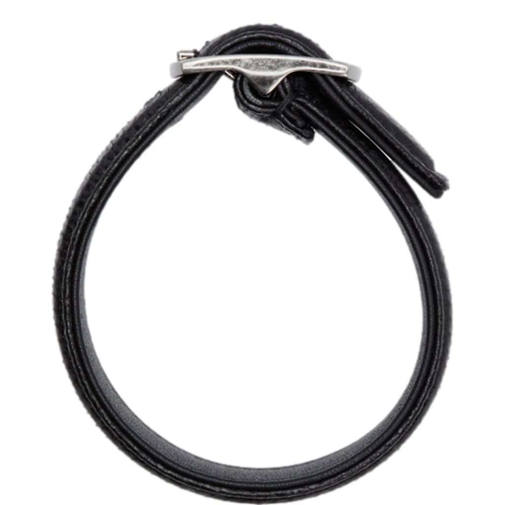 Saint Laurent Saint Laurent Black Leather Snake Embossed Buckle Bracelet Black Leather Never worn - Model View