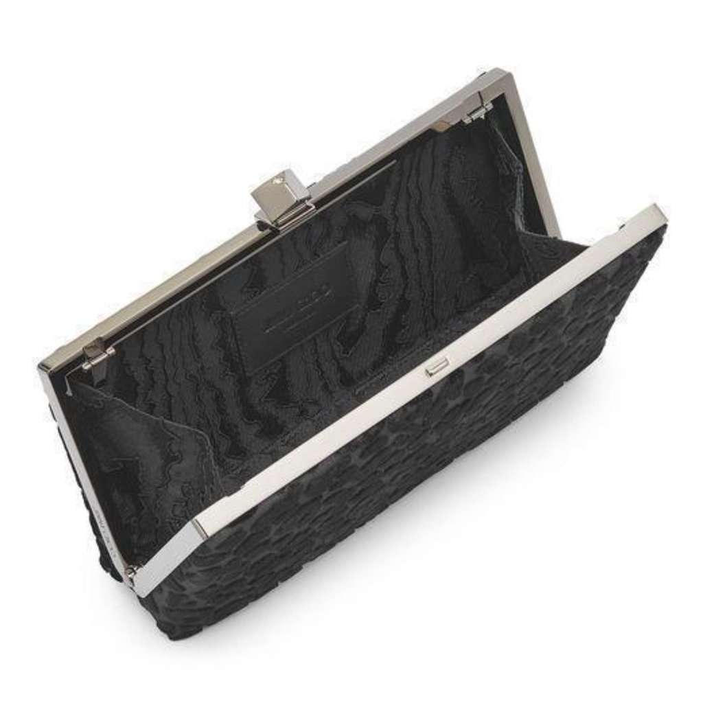 Jimmy Choo Jimmy Choo Celeste Black Devore Velvet Leopard Clutch Bag Black Leather Never worn - Inside View